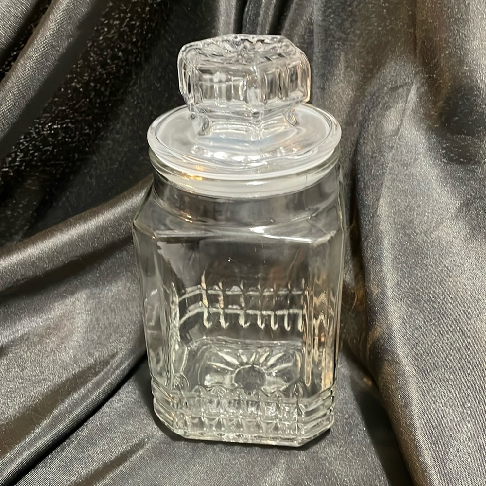 Large Vintage Koeze Clear Glass Storage Jar with Lid